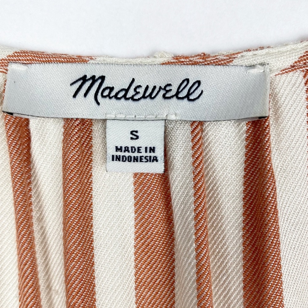 Madewell Courtyard Ruffle Hem Top Stripe Small - Picture 6 of 8
